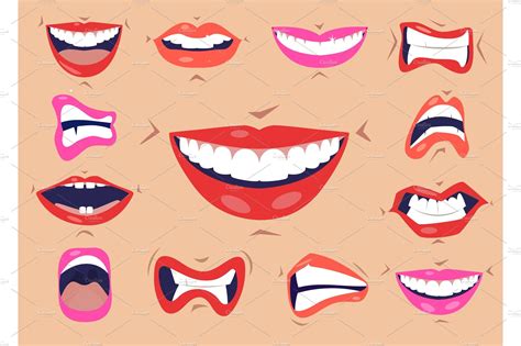 Cartoon Cute Mouth Expressions Vector Graphics ~ Creative Market | Free Hot Nude Porn Pic Gallery