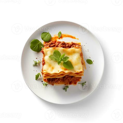 Food photography of Lasagna on plate isolated on white background ...