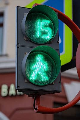 Safe Crossing Of The Road Pedestrian Traffic Light Displaying Green Signal Photo Background And ...