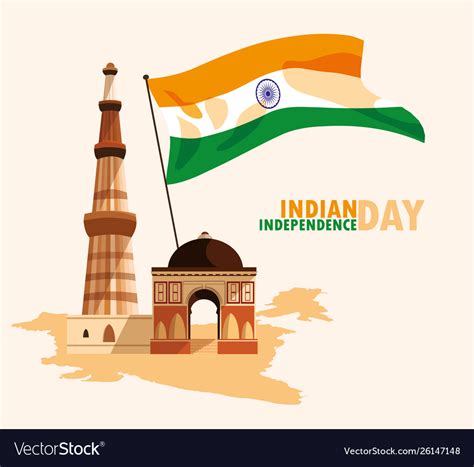 Indian independence day poster with flag and jama Vector Image