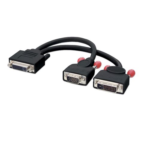 DVI-I Dual Link Female to DVI-D Male + VGA Male Monitor Splitter Cable - from LINDY UK