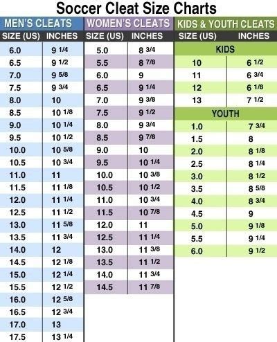 Nike Shoe Size Chart Soccer Cleats di 2020