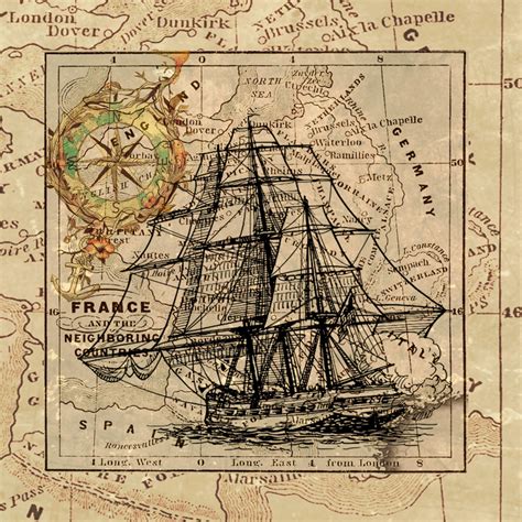 Vintage Ship Map Art Collage Free Stock Photo - Public Domain Pictures