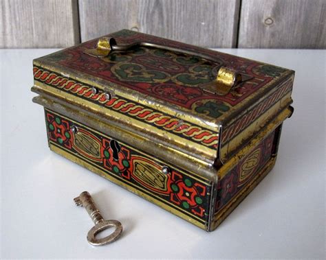 Vintage Metal Moneybox With Key / Cash Box, Petty Cash, Savings Bank, Savings Tin, Money Box ...