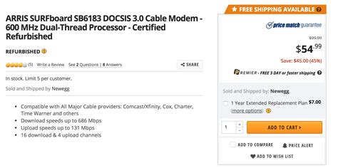 Stop paying rental fees for your cable modem, this ARRIS SURFboard DOCSIS 3.0 is down to $55 ...