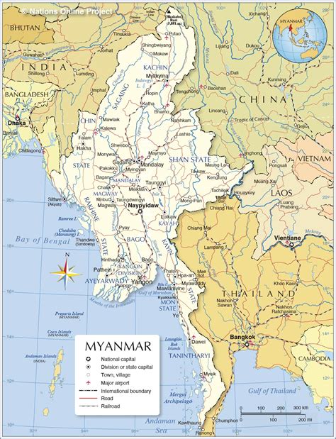 Political Map of Myanmar - Nations Online Project