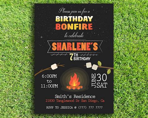 Bonfire Themed Printable Birthday Invitation | The Baby Bee