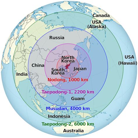 Download Map Showing The Ranges Some North Korean Ballistic - North Korea Nuclear Weapons Reach ...