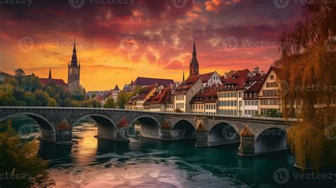 Incredible vivid cityscape. Scenic view Historical Old Town of Bern ...