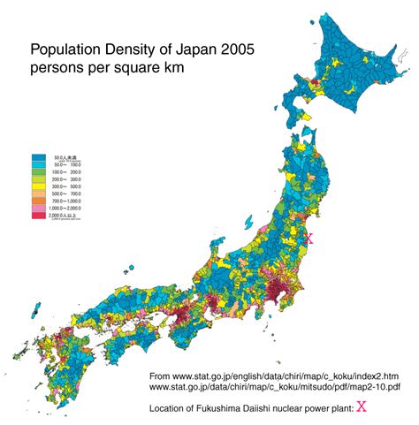 Population Density Map of Japan, 2005