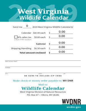 Fillable Online Wildlife Calendar Retail Locations - West Virginia ...