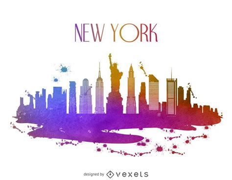 New York watercolor skyline - Vector download