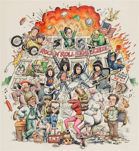 Rock 'N' Roll High School poster art by William Stout, 1979 : r/wimmelbilder