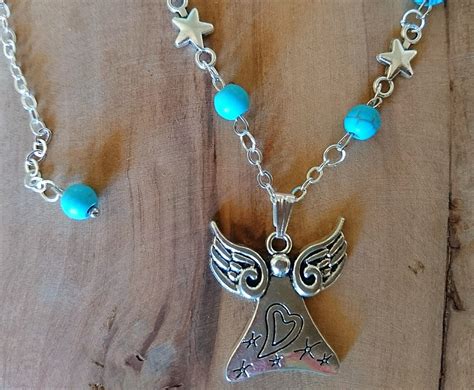 Guardian angel necklace for woman. Angel necklace with natural | Etsy