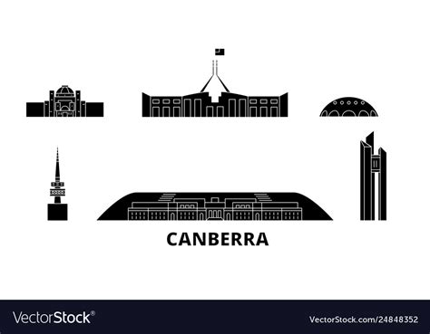 Australia canberra flat travel skyline set Vector Image