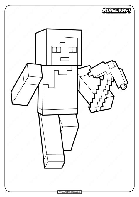 Minecraft Pickaxe Coloring Page