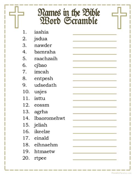 Printable Bible Word Scramble Games