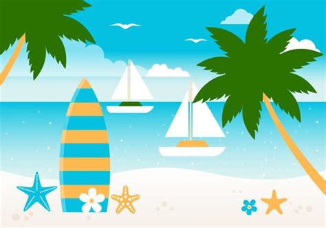 Free Flat Summer Beach Vector Background 155486 Vector Art at Vecteezy