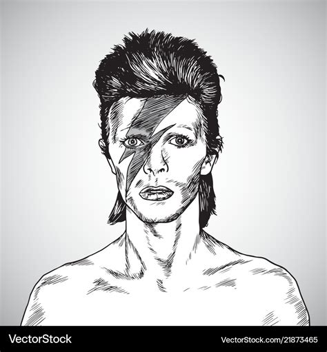 David bowie portrait drawing caricature Royalty Free Vector