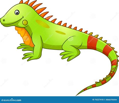 Cute iguana cartoon stock vector. Illustration of sleepy - 76227418