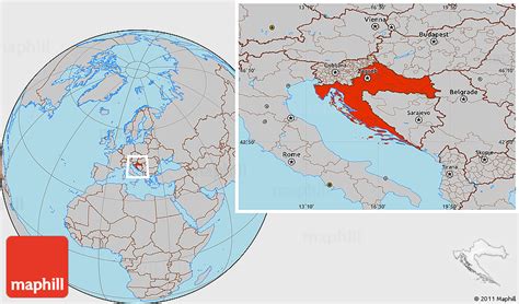 Gray Location Map of Croatia