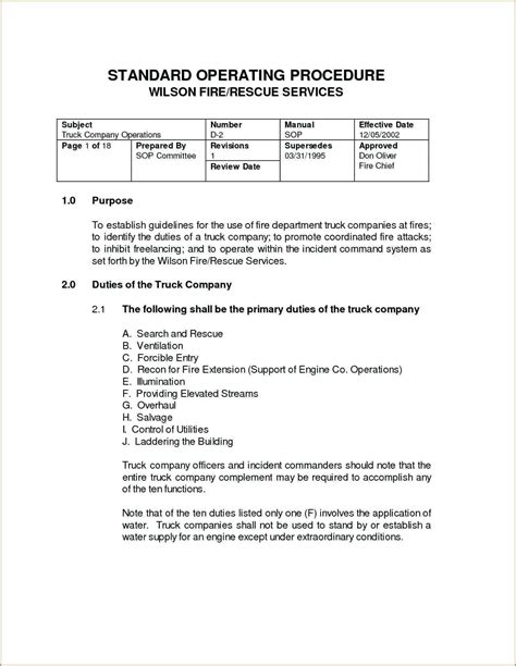 Standard Operating Procedure Manual