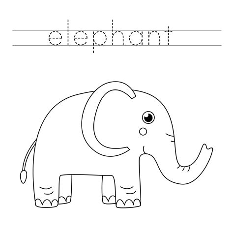 Trace word and color cute cartoon elephant. 4582438 Vector Art at Vecteezy