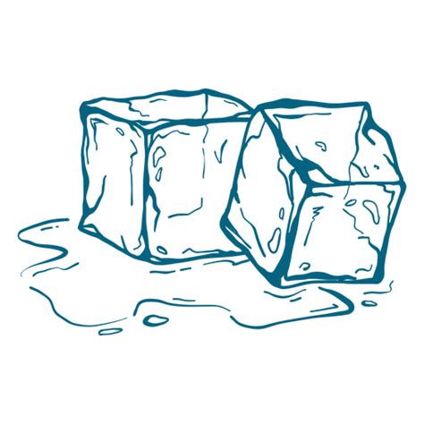 Melting Ice Cubes Stroke PNG & SVG Design For T-Shirts