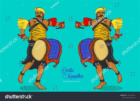 Dollu Kinitha_ Karnataka folk dance vector - Royalty Free Stock Vector ...