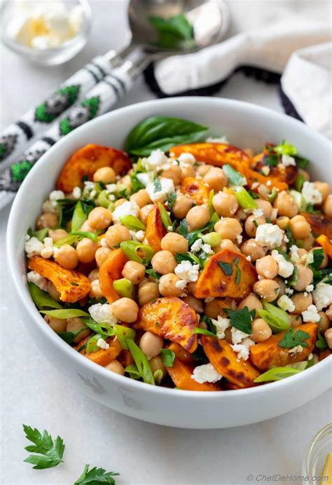 Roasted Sweet Potato Chickpea Feta Salad Recipe | ChefDeHome.com