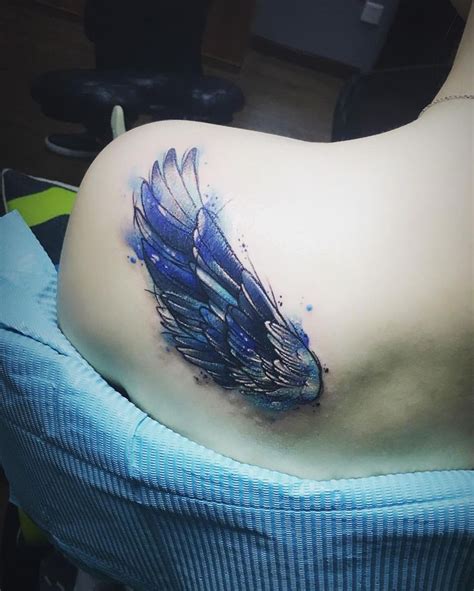 💙My angel wing 💙#blue #bluewing #tattoo #tattoogirls # ...