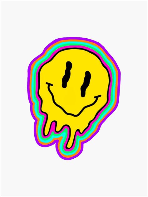 "Melting neon smiley face" Sticker for Sale by Kristinacang | Redbubble