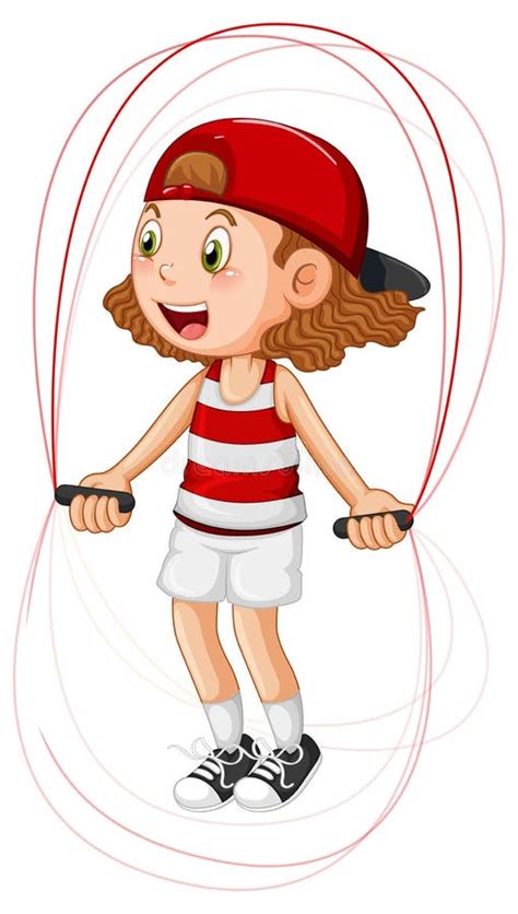 Cartoon girl jumping rope stock vector. Illustration of cute - 247600208