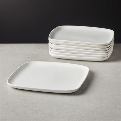 Crisp Matte White Square Dinner Plates Set of 8 | CB2