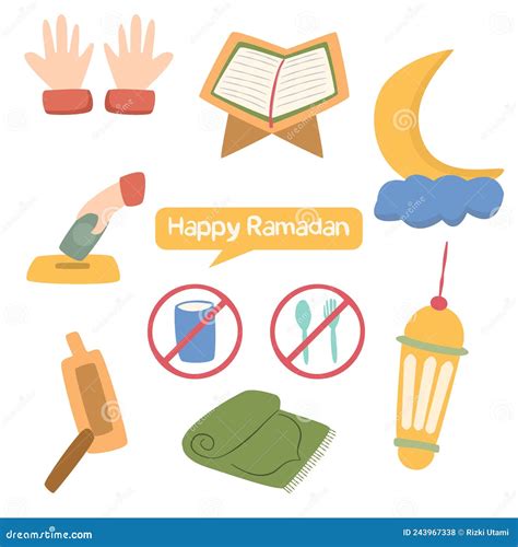 Ramadan Kareem Clipart Collection Stock Vector - Illustration of orange ...