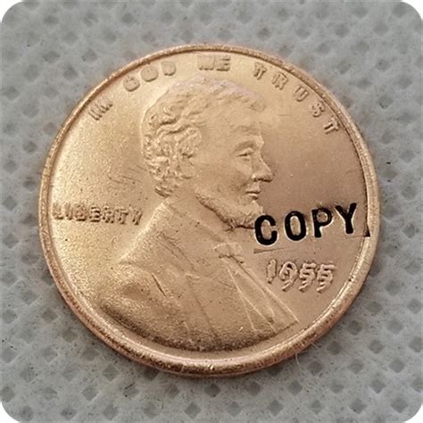 1955 Double Die Obverse Lincoln Wheat Cent Penny Copy Coin No Stamp