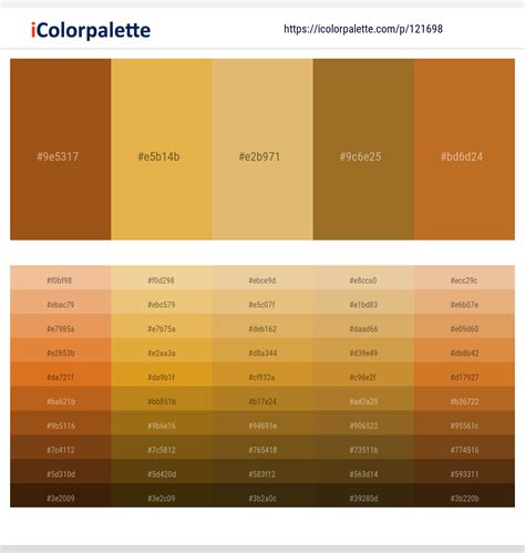 1 Latest Color Schemes with Harvest Gold And Bourbon Color tone combinations | 2024 | iColorpalette