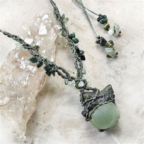 Crystal amulet with Epidote, Prehnite & Anyolite | Prehnite, Amulet, Crystal necklace healing