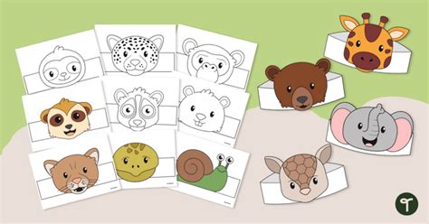 Printable Animal Face Hat Template Pack | Teach Starter