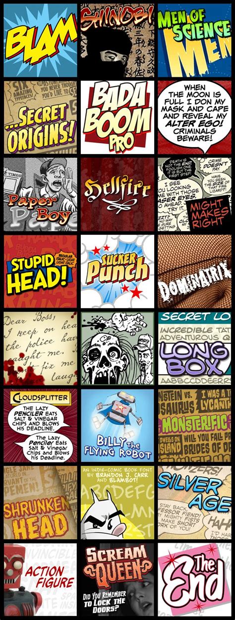 Comic book fonts by Blambot! | Comic book art style, Comic book font, Comic book crafts