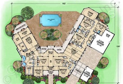 Desert Pines House Plan First Floor Plan | Country style house plans, Monster house plans ...