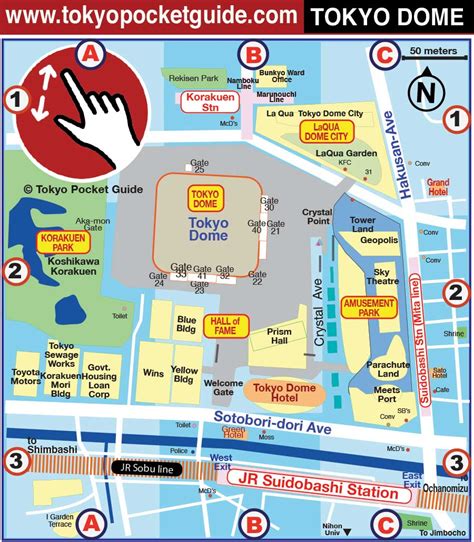 TOKYO POCKET GUIDE: Tokyo Dome map in English with tourist attractions ...