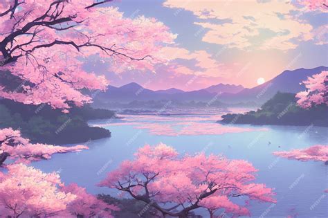 Premium Photo Japan Anime Scenery Wallpaper Featuring Beautiful Pink ...