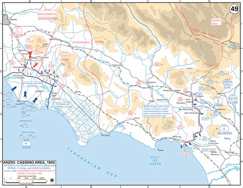 Map of Italy, Anzio-Cassino Region, 1944