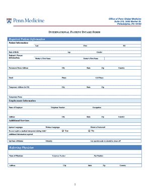 Penn Medicine International Patient Intake Form - Fill and Sign ...