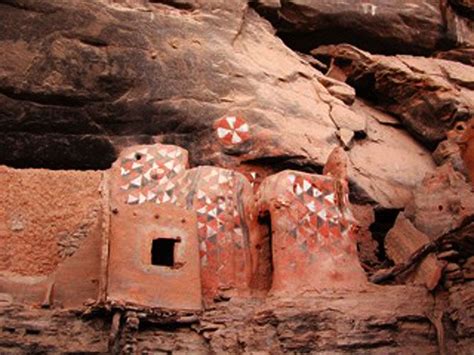 Mali Dogon cliff dwellings and granaries in Bandiagara area (submitted ...