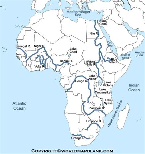 Printable Africa Rivers Map – Map of Africa Rivers