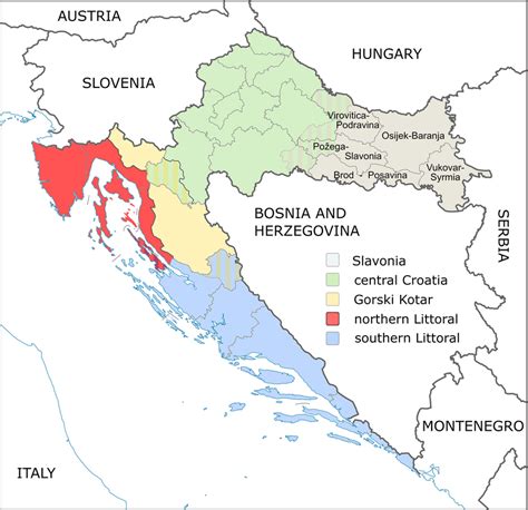 Map of geographical location of Croatia with representation of... | Download Scientific Diagram