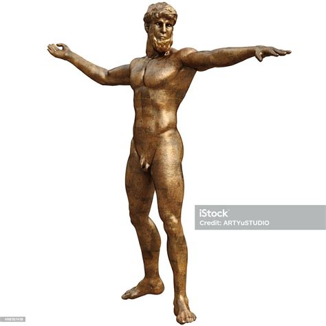 Statue Of Man With Arms Outstretched Stock Photo - Download Image Now - Gold - Metal, Gold ...