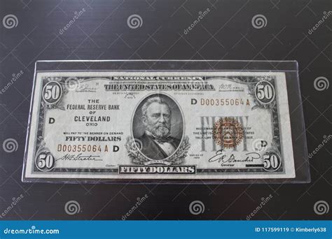 Very Old 50 Dollar bill editorial stock image. Image of cash - 117599119